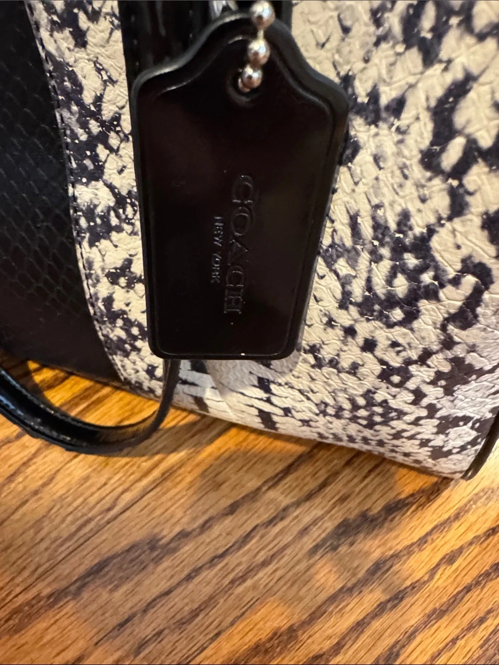 Coach Nancy exotic python embossed Black & White Shoulder Satchel